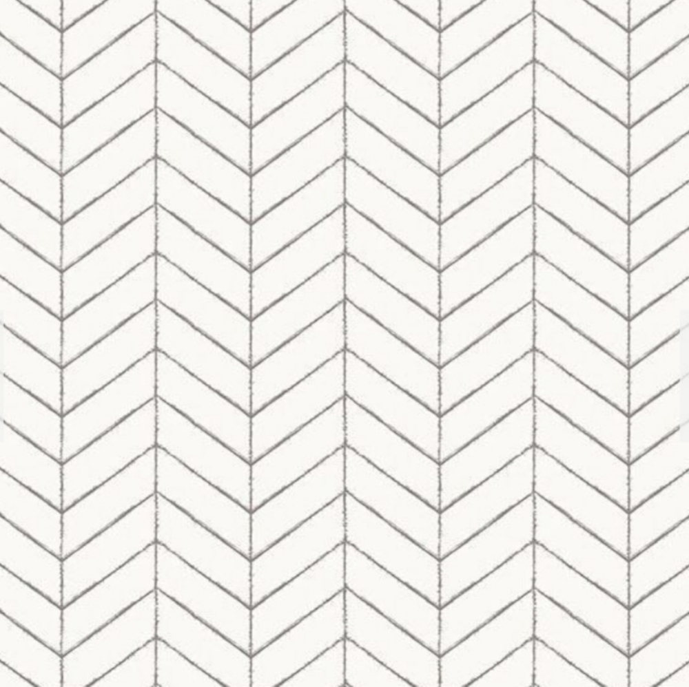 Wallpaper Bison Herringbone White & Grey - Farmhouse